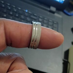 Silver Triple Band Ring Sz 22 Stainless Steel